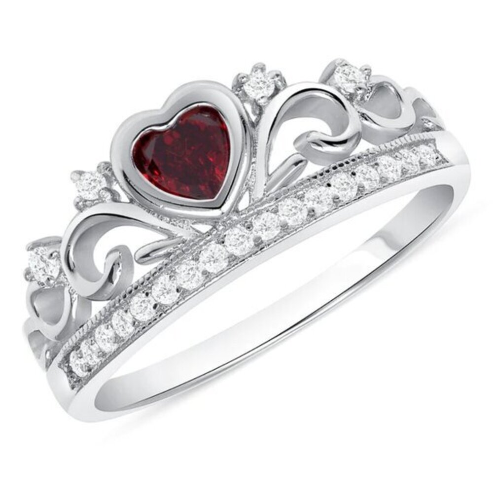 New Crown Heart CZ Engagement Ring 5 6 7 8 9 10